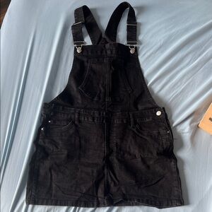 Black Denim Overall Skirt